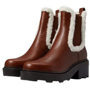 CALVIN KLEIN Boots Chunky Platform Booties Brown Ankle Boot Women’s Size 6.5 NIB